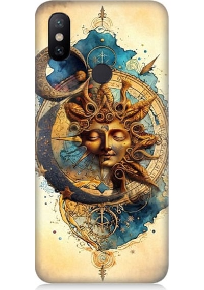 Xiaomi Redmi Note 6 Pro Uyumlu Ay Ve Güneş Tarot Desenli Silikon Kılıf