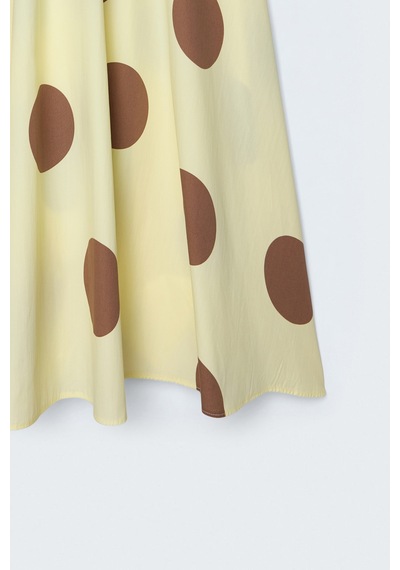 Sateen Puantiye Desenli Poplin Etek - Sarı-137636