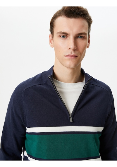 Koton Yarım Fermuarlı Kazak Slim Fit Dik Yaka Renk Bloklu Pamuklu Lacivert 4wam70107ht Lacivert Koton Yarım Fermuarlı Kazak Slim Fit Dik Yaka Renk Bloklu Pamuklu Lacivert 4wam70107ht Lacivert