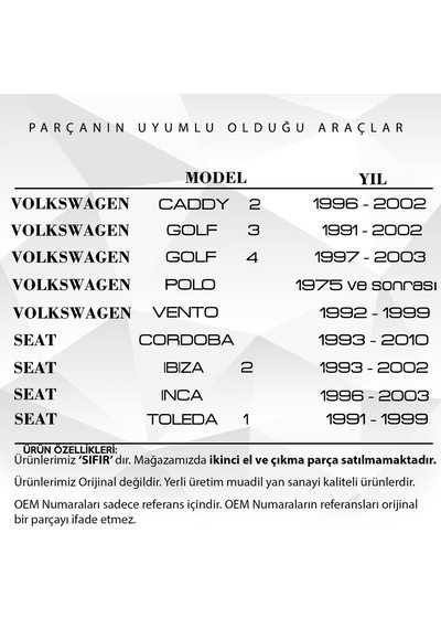 Volkswagen Golf Caddy Seat İbiza için Kapı Kilit Butonu 4 Adet