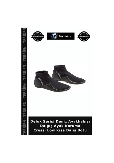 Delux Serisi Deniz Ayakkabısı Dalgıç Ayak Koruma Cressi Low Kısa Dalış Botu 3mm - S - 38/39