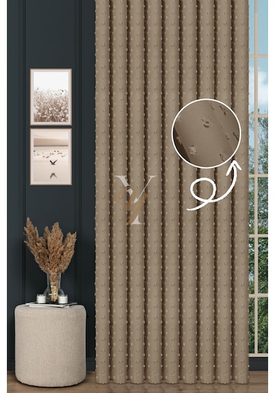 Armani Fon Perde V-678 Koyu Krem Koyu Krem