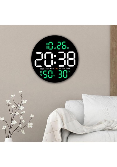 Homyl Led Duvar Saati, Dijital Saat, Çocuklar Yetişkinler Yeşil