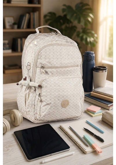 İmaks Büyük Boy 47 Cm Krinkıl Su Geçirmez Hafif Çok Gözlü Spor, Seyahat, Okul, Laptop Sırt Çantası 9-1b Krem