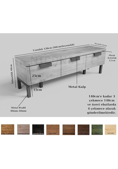 Ntconcept Uni Masif Ahşap Tv Stand -ntmats5580a 140 Cm Tek Renk
