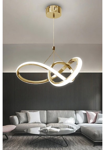 Kardelen Modern Sarkıt Led Avize - Kumandalı / Gold Eskitme GOLD ESKİTME