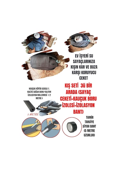 3'Lü Set - Su Saati Sayac Kiş Kar(Dona) Karşi Koruyucu