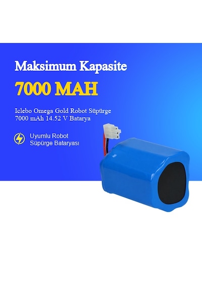 Iclebo Omega Gold Robot Süpürge 7000 Mah 14.52v Batarya