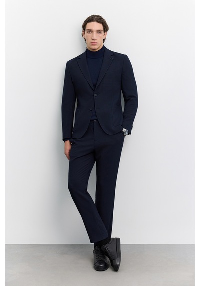 Avva Erkek Lacivert Yan Cepli Gofre Beli Lastikli Slim Fit Lastikli Pantolon A62y3203