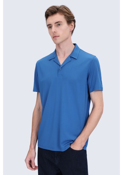 Hatemoğlu İndigo Regular Fit Apaş Yaka Tişört Indigo