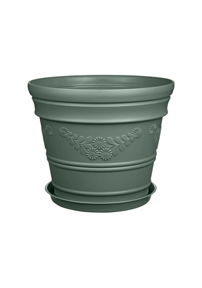 Antik Papatya Desenli Yeşil Saksı 3 Litre Yeşil