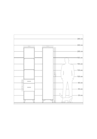Hyperion Dolap 3 Raflı 2 Çekmeceli 44x44x221 Çam-antrasit Atlas Çam