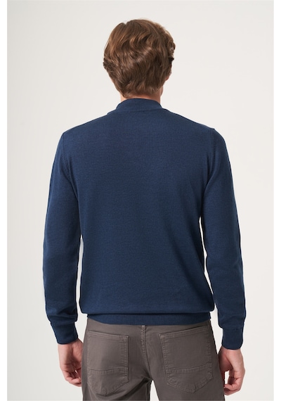 İmza İndigo Balıkçı Yaka Uzun Kol Örme Comfort Fit Pamuklu Kazak 1012265001 Indigo Mavi
