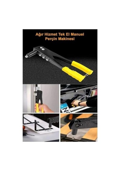 Perçin Tabancası 4 Uçlu Profesyonel Set 2.4/3.2/4.0/4.8 Mm Başlık + 40 Adet Alüminyum Perçin + Anahtar / Meta