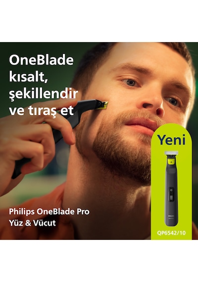 Philips OneBlade Pro QP6542/10 Yüz +Vücut Şekillendirici, 12 Uzunluk Ayarı, Islak ve Kuru Tıraş