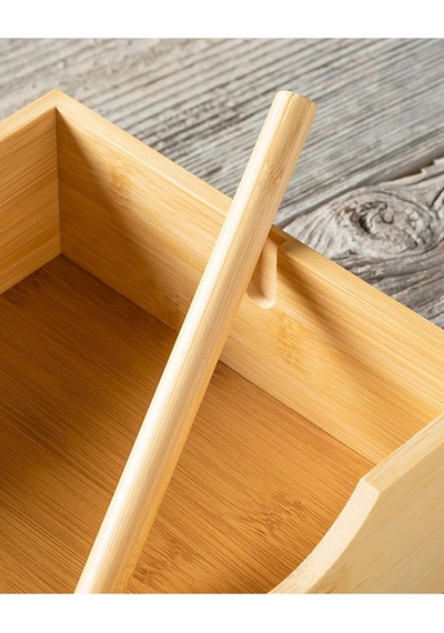 Bambu Kare Tutacaklı Peçetelik 18 Cm Kahverengi