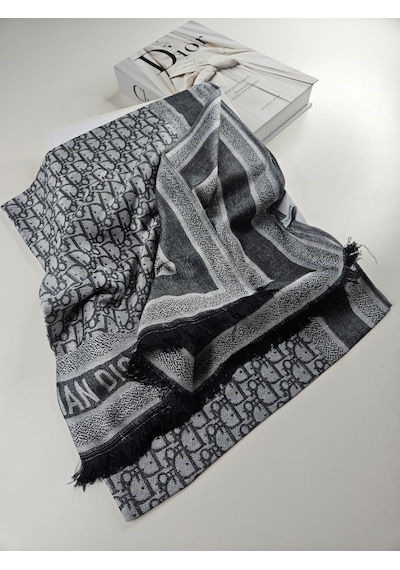 Cd Desen Kaşmir İpek Şal Silk Scarfs Hijab İthal Ürün Füme