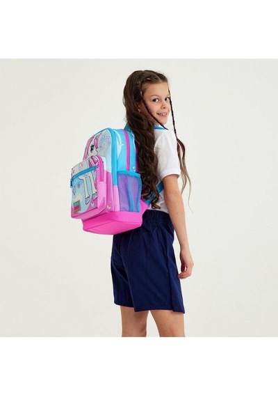 Coral High Kids Mavi Neon Pembe Unicorn Desenli 2'li Okul Çanta Seti - Kız Çocuk