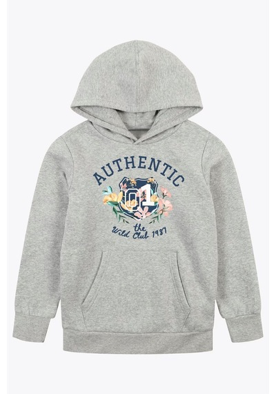 Fyk Kids Unisex Kapüşonlu Kanguru Cepli 2 İplik Sweatshirt Siyah - Gri