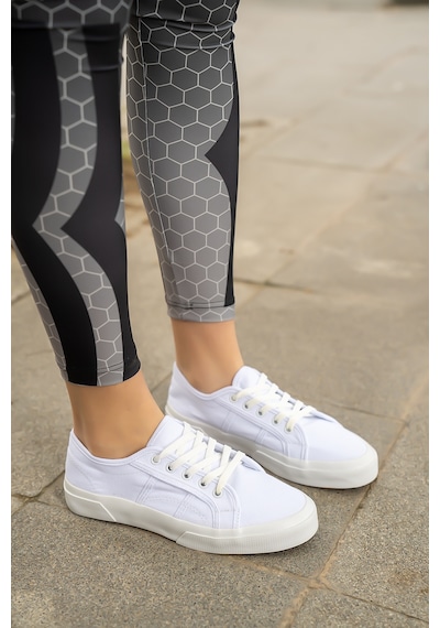 Kadın Keten Günlük Sneaker Beyaz