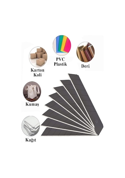 Maket Bıçağı Yedeği Geniş 5 Tüp 10 Lu 18 Mm Sdı Falçata Bıçağı Yedek Ağızları Koli Karton Kesici Hobi