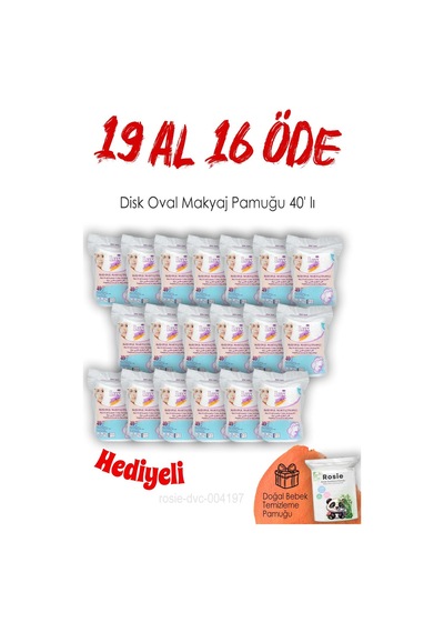 19 Al 16 Öde 40'lı Lux Disk Oval Makyaj Pamuğu Ve Rosıe