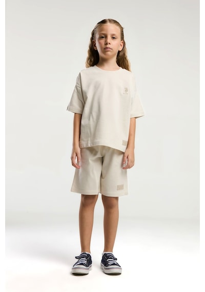 U.S. Polo Assn. Kız Çocuk Krem Bermuda Takım Us2090 KREM