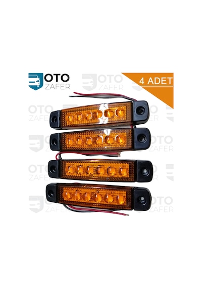 Parmak Led Lamba Turuncu 6 Ledli 12V 24V - 4 Adet