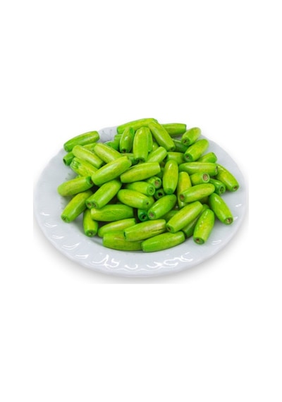 12 Mm Arpa Fıstık Yeşili 22x6 Mm Ahşap Boncuk 35 Gr 70 Adet