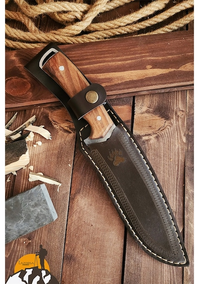 Lazbisa Outdoor Piknik Kamp Bıçağı Bıçak Kılıflı Mutfak Bıçağı Çakısı 042 Kahverengi