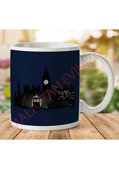 1-1348 Doctor Who London Silhouette Tardis İki Tarafı Baskılı Kupa Bardak.jpg