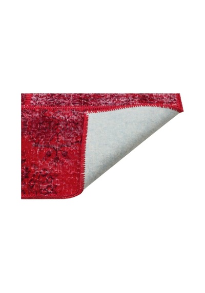 El Dokuması Patchwork Vintage Yün-pamuk Kırmızı Halı 35840 161 X 230 Cm