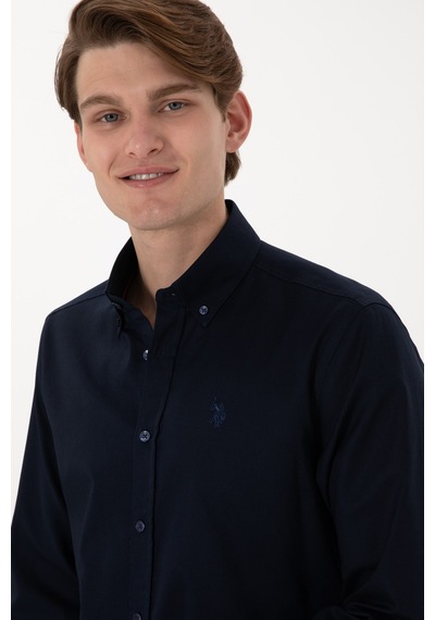 U.S. Polo Assn. U.s. Polo Assn. %100 Pamuk Uzun Kol Slim Fit Gömlek 2083199 Lacivert