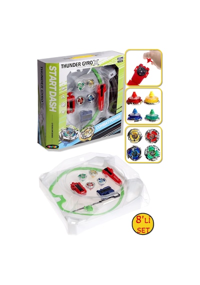 Beyblade X Battle Arena Uyumlu Thunder Gyro X 4 Adet Savaş Topu 2 Fırlatıcı 8 Parça Başlangıç Seti
