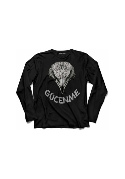 Uzun Kollu Tişört Eagle Kara Kartal Gücenme Yazı Baskılı Long Sleeve Çocuk T-shirt 001