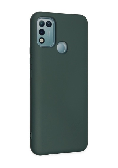 İnfinix Hot 10 Play Kılıf Nano İçi Kadife Silikon - Koyu Yeşil Düz Renkli
