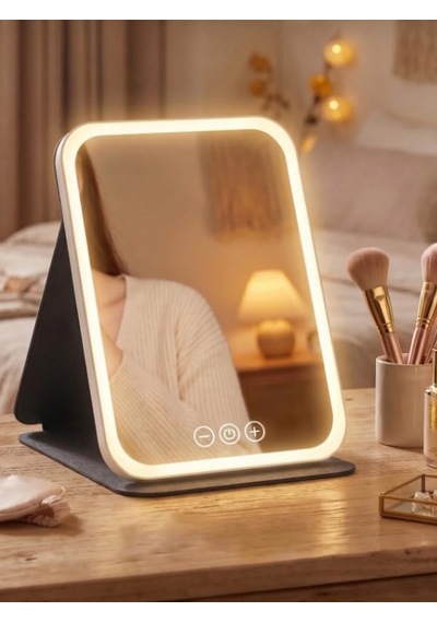 Led Makyaj Aynası Işıklı Katlanabilir Masaüstü Makyaj Aynası 3 Aydınlatma Modlu Makyaj Aynası Genel