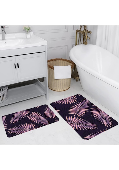 Rovigo Home Baskılı Kaymaz Taban 2 Li Banyo Paspas Takım Rvg5220-100X60-60X50 Çok Renkli