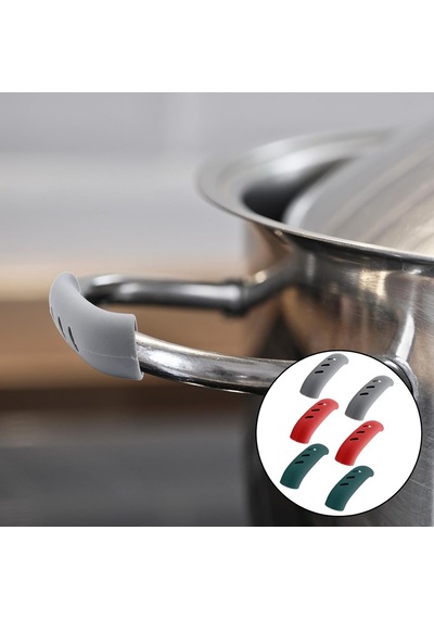 6 Paket Silikagel Pot Kolu Kapakları 3 İnç Kapak Kolu Kapakları Yeşil Kolu Tutucu Kavrama Isı Yalıtım Kolu Kapağı İçin Tava, Pot Çok Renkli