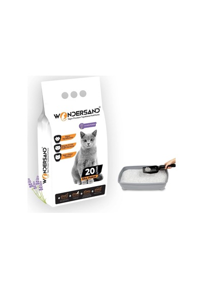 20 Lt Beyaz Bentonit Kalın Tane Lavanta Kokulu Süper Topaklanan Premium Kedi Kumu