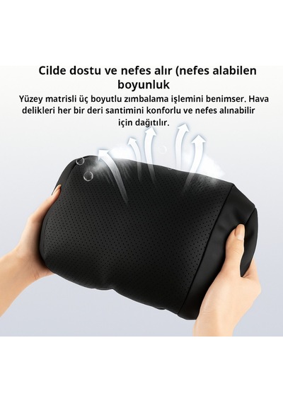 Polham Ergonomik Premium Araç Boyun Yastığı Delikli Nefes Alabilen Yapı, Tüm Araçlara Uyumlu, Ortopedik Yastık Siyah