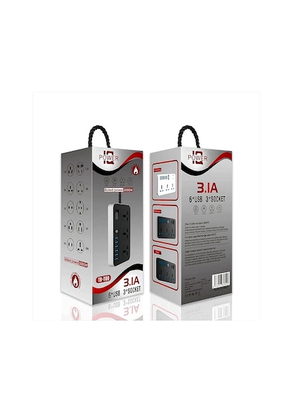 Uzatma Kablosu 6 Usb 3 Priz Girişli Aşırı Gerilim Koruyuculu T09