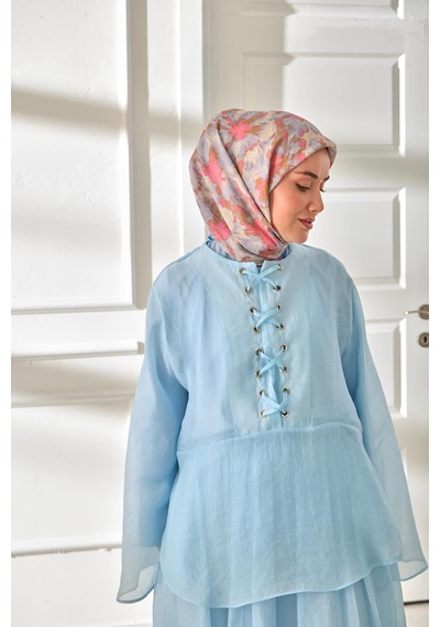 Silk Home Velora Eşarp 161001-22 Mavi, Pembe, Taş, Lila