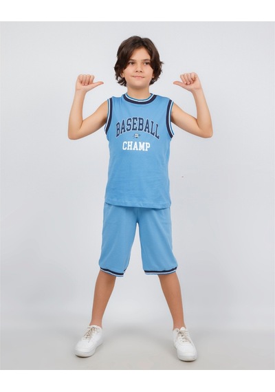 Erkek Çocuk Kolsuz Baseball Baskılı Basic Kaprili Takım 6-9 Yaş 001