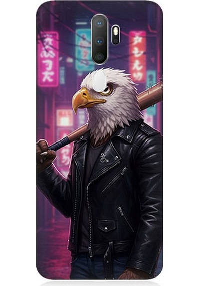 Oppo A5 2020 Uyumlu Sokakta Deri Ceketli Kartal Desenli Silikon Kılıf Çok Renkli