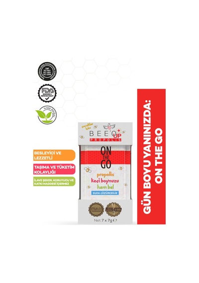 Bee'o Up Propolis On The Go Çocuk (Propolis + Keçiboynuzu + Ham Bal)  7 x 7 G