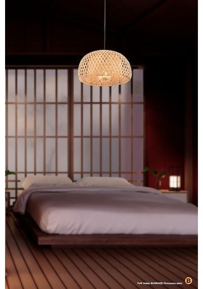Nordic Tasarım Bamboo Avize Hasır Avize 1.sınıf Kalite Naturel Ferahlık Katar Kahve