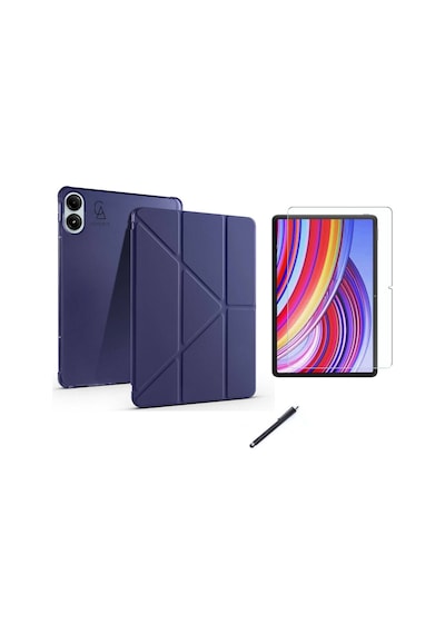 Xiaomi Poco Pad 12.1 İnç Uyumlu Tri Fold Kalemlikli Tablet Kılıfı Ekran Koruyucu Kalem Seti