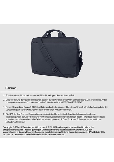 Hp 14 Inç Laptop Evrak Çantası, Geri Dönüşümlü 600d Polyester, 8l Çok Renkli