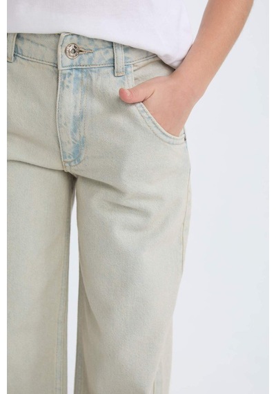 Defacto Wide Leg Geniş Paça Jean Pantolon Kız Çocuk D9128A825SP Mavi